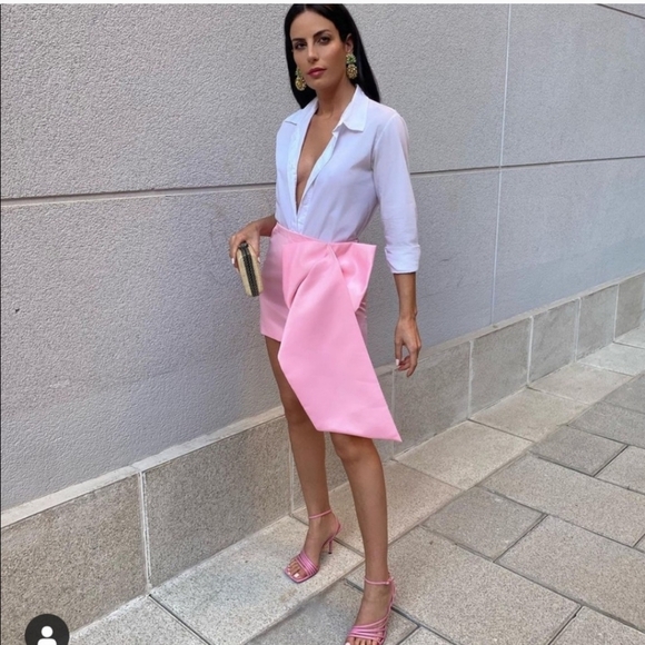 Zara * maxi bow mini skirt  pink size M - Picture 9 of 17